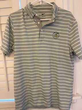US open Nike Men’s Mint Green Polo with Navy Stripes